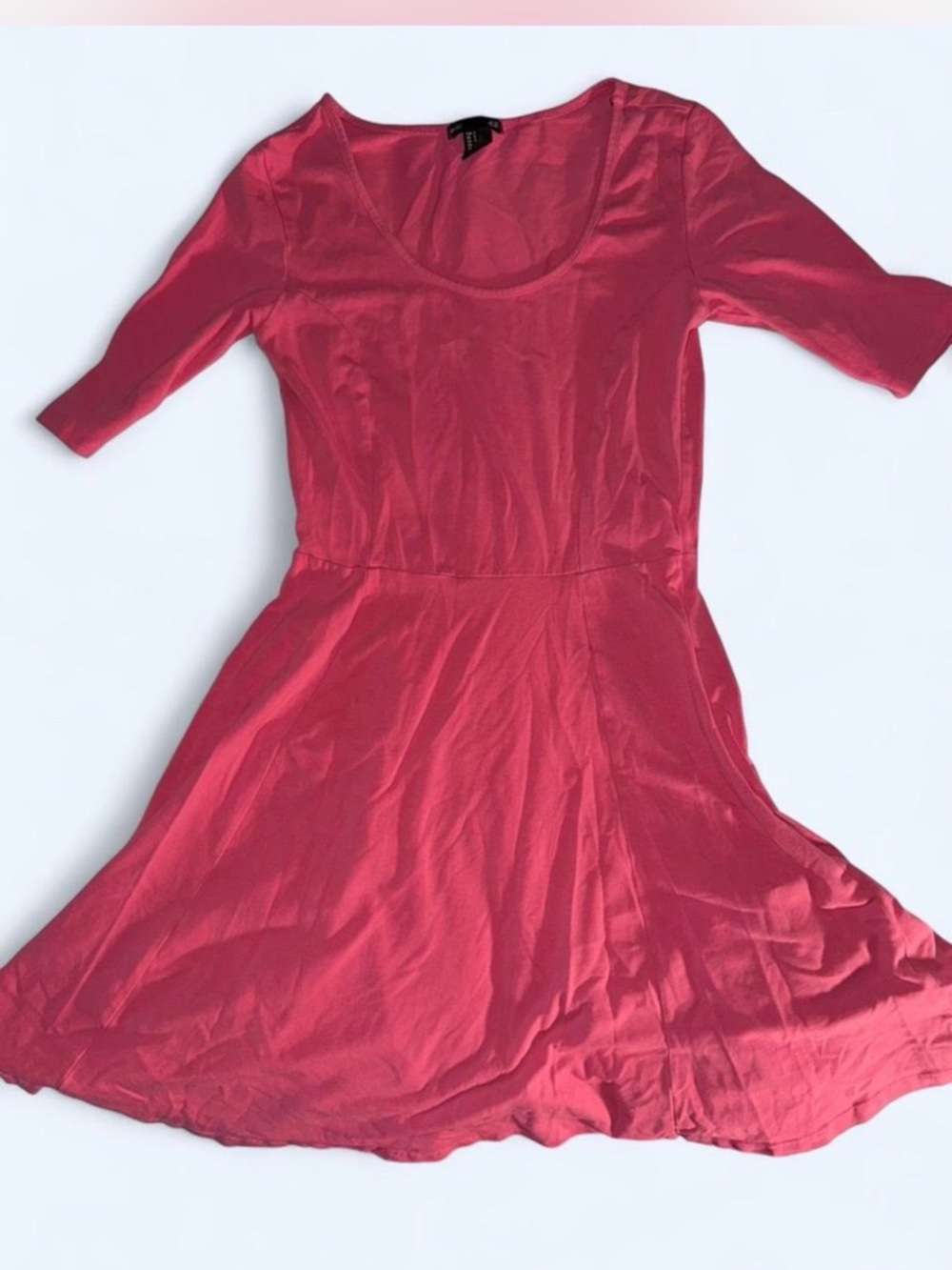 H&M Coral Pink Scoop-Neck Fit & Flare Dress